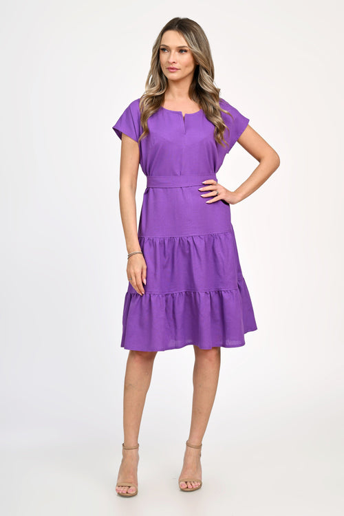 Rochie din in mov Josefina Natalee Fashion