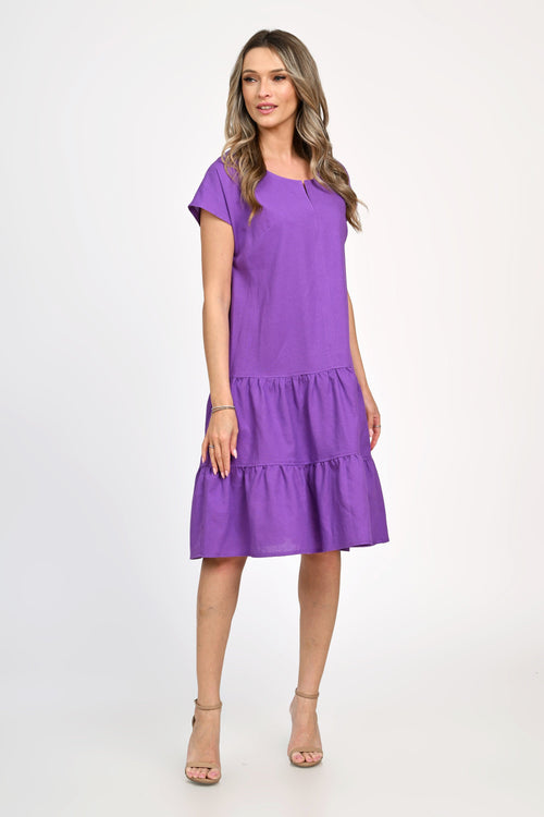 Rochie din in mov Josefina Natalee Fashion