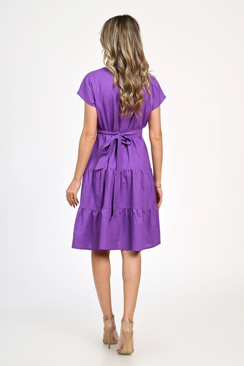 Rochie din in mov Josefina Natalee Fashion