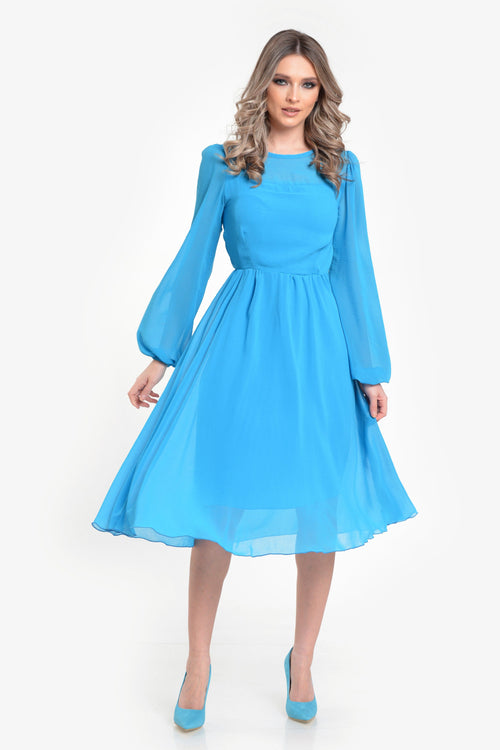 Rochie din voal turqoise Violeta Natalee Fashion