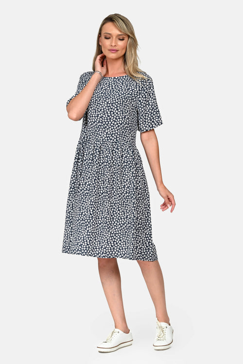 Rochie Eranthe cu buzunare si imprimeu microfloral Eranthe