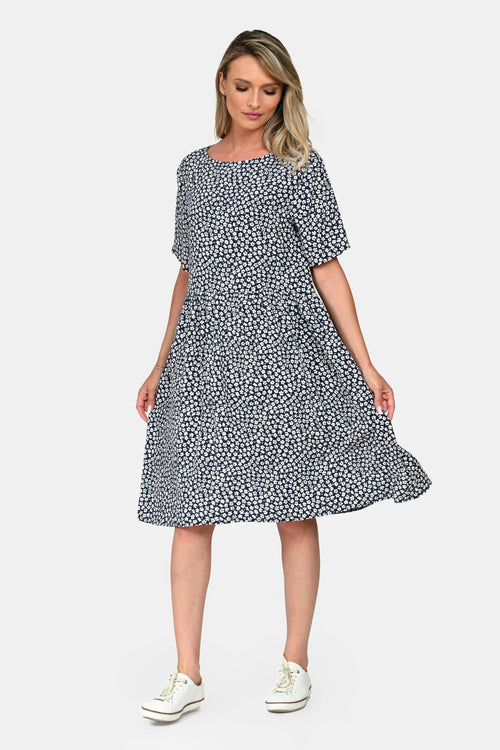 Rochie Eranthe cu buzunare si imprimeu microfloral Eranthe