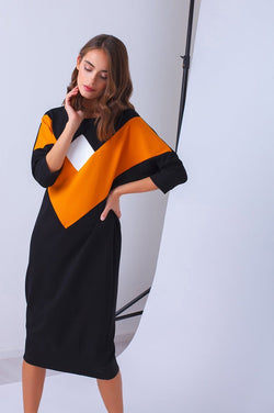 Rochie sport trei culori negru ANIA Natalee Fashion