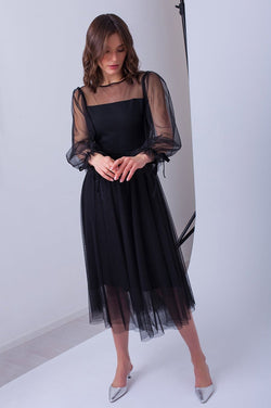Rochie tull negru Natalee Natalee Fashion