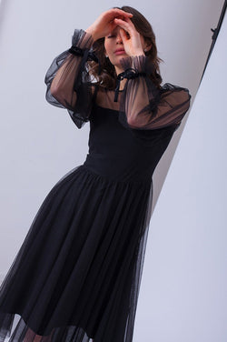 Rochie tull negru Natalee Natalee Fashion