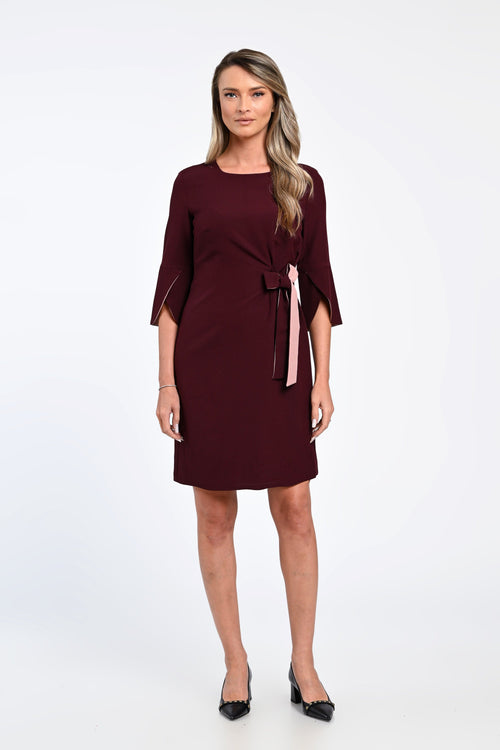 Rochie visinie elegantă cu fundă laterală și mâneci evazate – rochia Mara Natalee