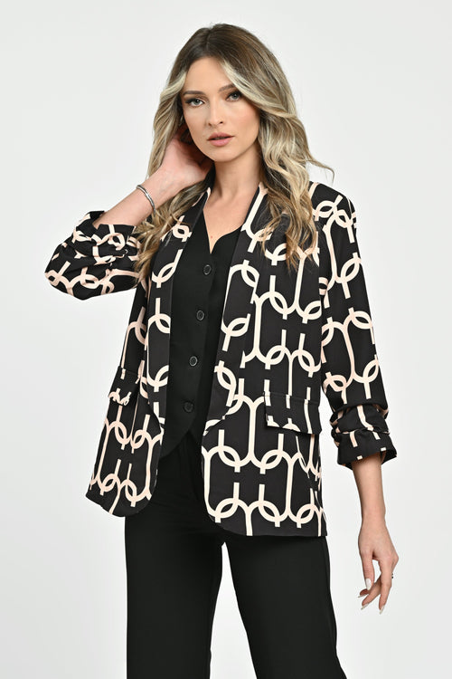 Sacou damă clasic negru si crem  Atalanta Natalee Fashion