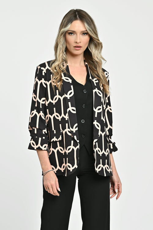 Sacou damă clasic negru si crem  Atalanta Natalee Fashion