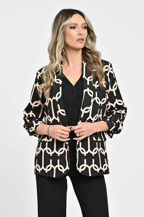 Sacou damă clasic negru si crem  Atalanta Natalee Fashion