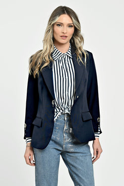 Sacou damă elegant bleumarin Belona Natalee Fashion