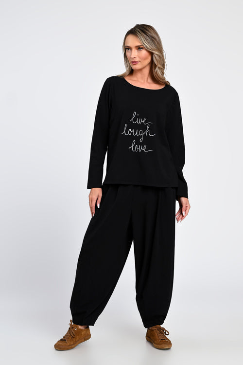 Set Eranthe negru cu bluza si pantaloni baloon Eranthe