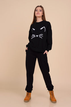Natalee Fashion Imbracaminte sport Trening negru pisicuta Aliz