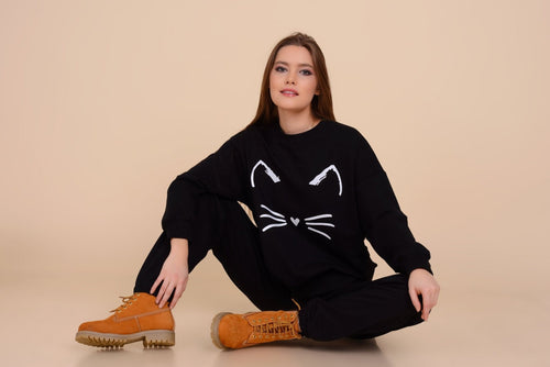 Trening negru pisicuta Aliz Natalee Fashion