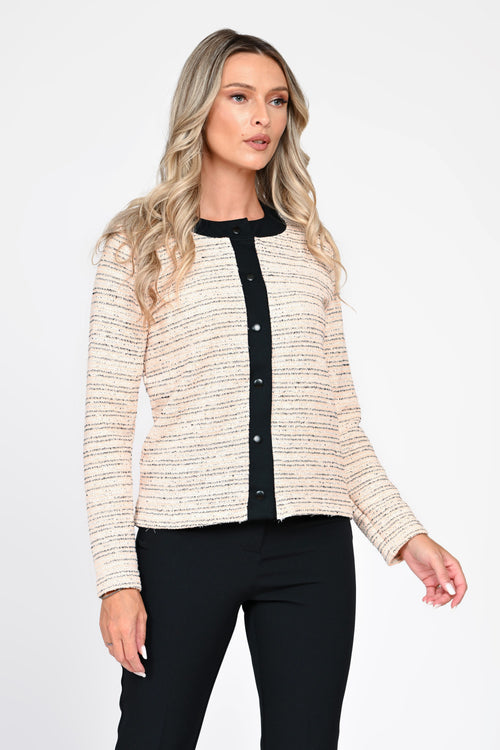 Cardigan damă crem cu dungi fine Adelina