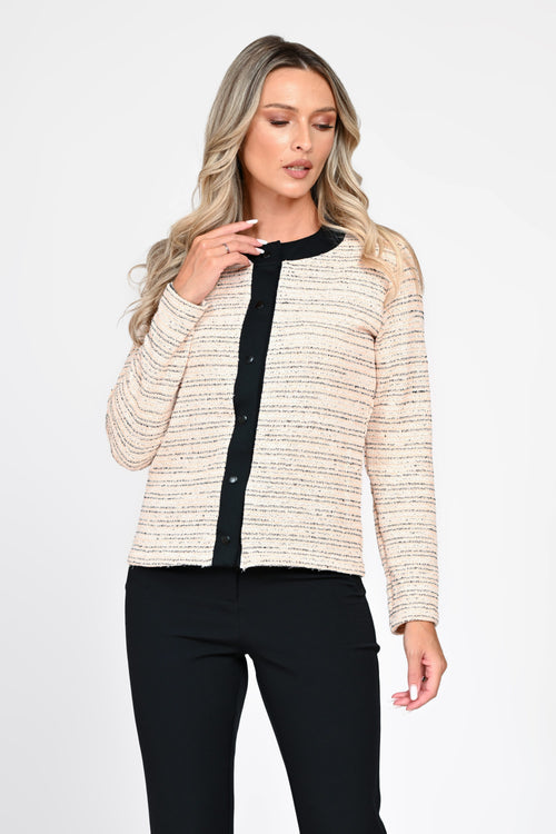 Cardigan damă crem cu dungi fine Adelina