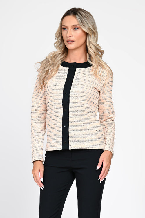 Cardigan damă crem cu dungi fine Adelina