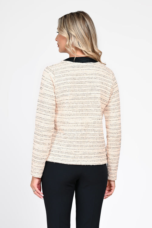 Cardigan damă crem cu dungi fine Adelina