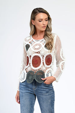 Bluză albă cu motive colorate – Amara Natalee Fashion