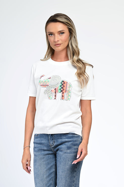 Bluza alba tricot Liora Natalee Fashion