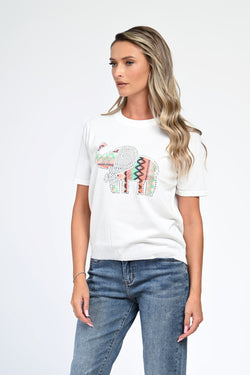 Bluza alba tricot Liora Natalee Fashion