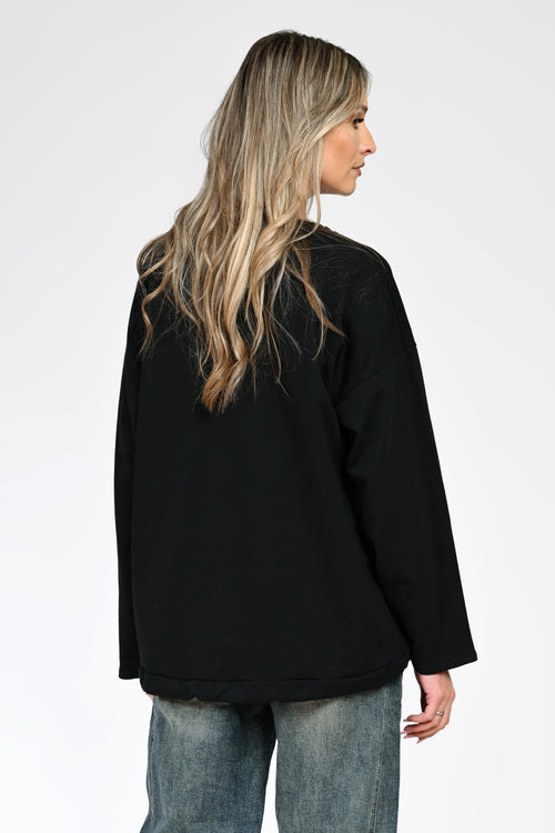 Bluză casual cu print fluturi damă Livia – negru Natalee