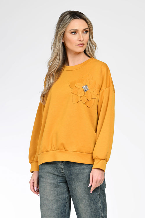 Bluză casual damă cu aplicație florală Elara Natalee