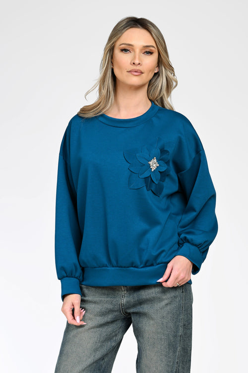 Bluză casual dama cu aplicație florală Elara Natalee