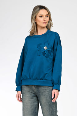 Bluză casual dama cu aplicație florală Elara Natalee