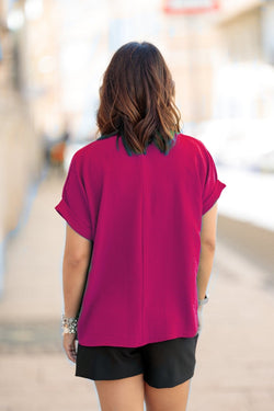 Natalee Fashion Bluză Bluza casual guler petrecut rosu Blandina