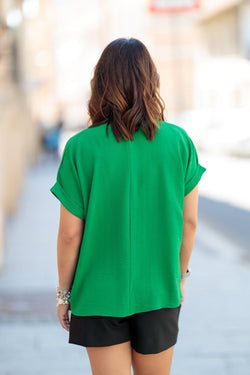 Natalee Fashion Bluză Bluza casual guler petrecut verde Cara