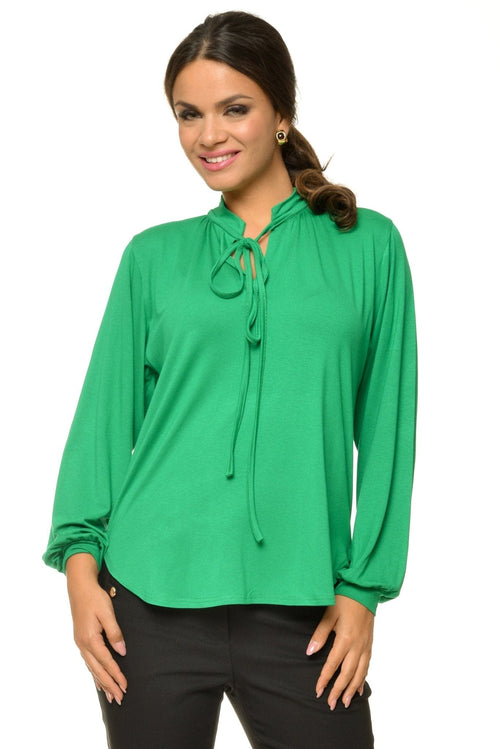 Natalee Fashion Bluză Bluza casual verde cu snur Sara