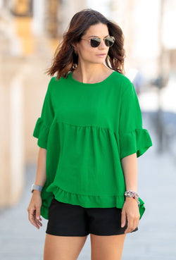Natalee Fashion Bluză Bluza casual volan verde Adriena