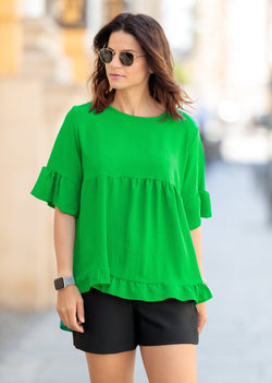 Natalee Fashion Bluză Bluza casual volan verde Adriena