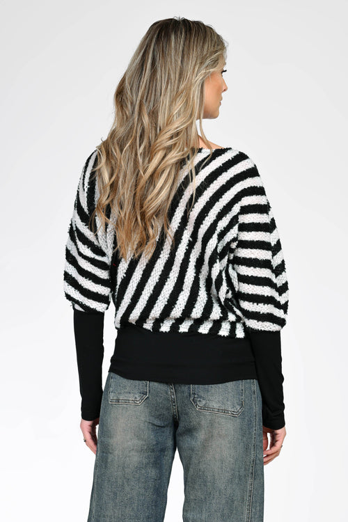 Bluză cu dungi alb-negru dama Monica Natalee Fashion