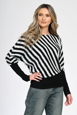 Bluză cu dungi alb-negru dama Monica Natalee Fashion