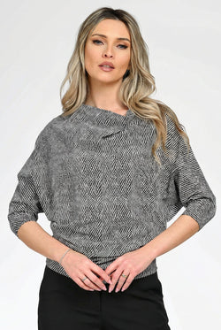 Bluză cu falduri din bumbac cu elastan dama Roxana Natalee