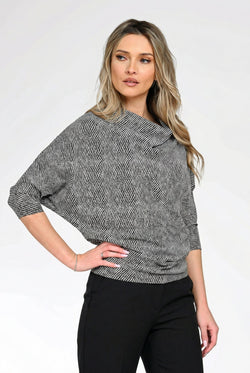 Bluză cu falduri din bumbac cu elastan dama Roxana Natalee