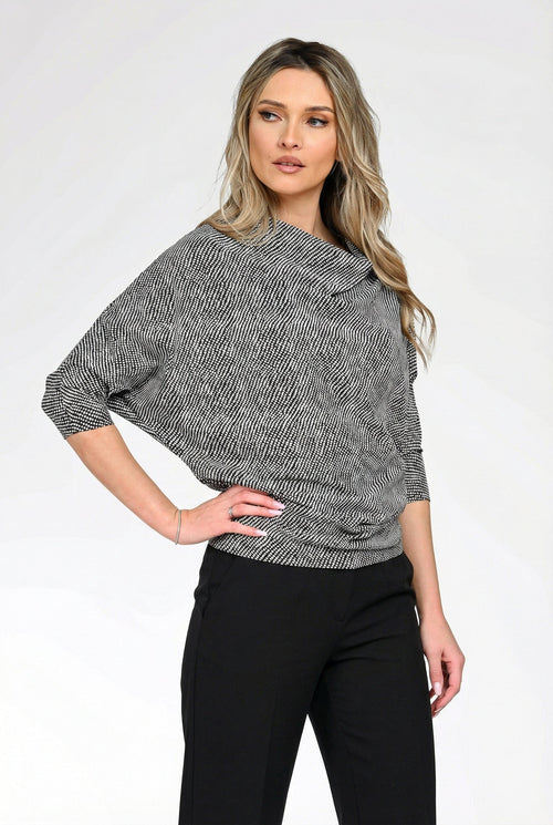 Bluză cu falduri din bumbac cu elastan dama Roxana Natalee