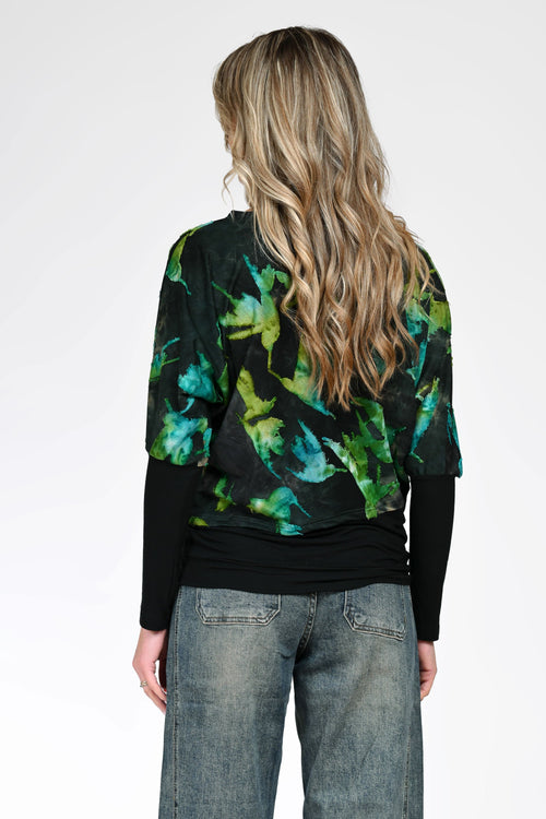 Bluză cu imprimeu abstract dama Iris doi in unu Natalee