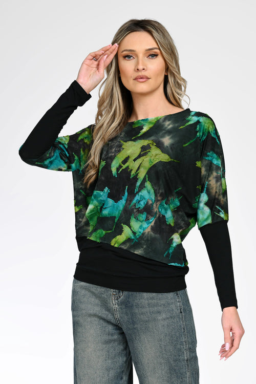 Bluză cu imprimeu abstract dama Iris doi in unu Natalee