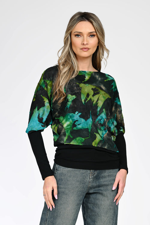 Bluză cu imprimeu abstract dama Iris doi in unu Natalee