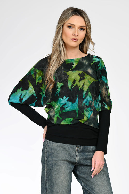 Bluză cu imprimeu abstract dama Iris doi in unu Natalee