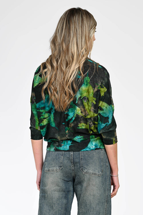 Bluză cu imprimeu abstract verde dama flad Natalee Fashion