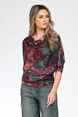 Bluză cu imprimeu floral artistic dama Elisa Natalee Fashion