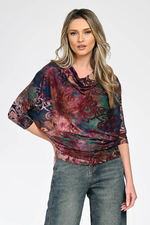 Bluză cu imprimeu floral artistic dama Elisa Natalee Fashion