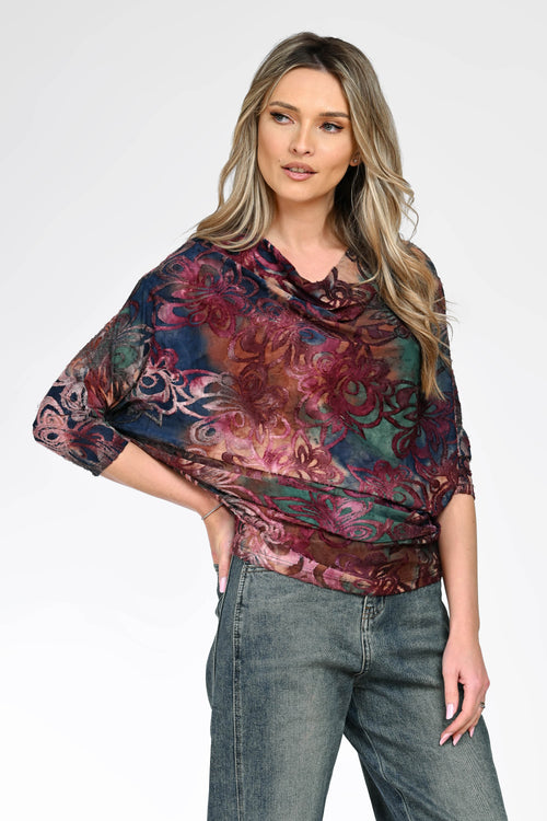 Bluză cu imprimeu floral artistic dama Elisa Natalee Fashion