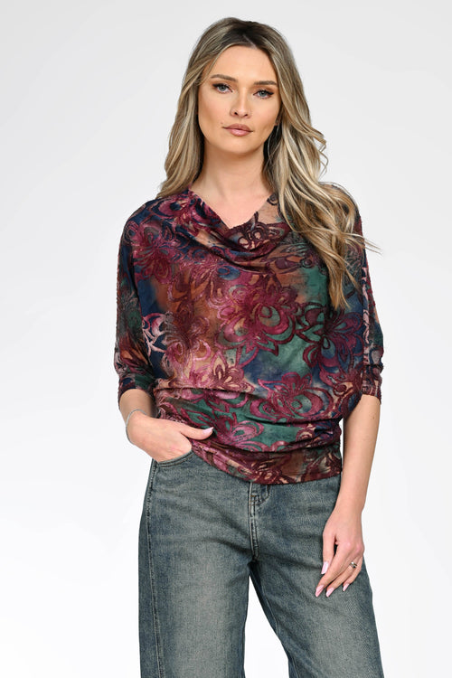 Bluză cu imprimeu floral artistic dama Elisa Natalee Fashion