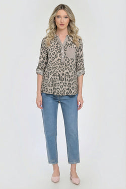 Bluză damă animal print bej Sahara Natalee