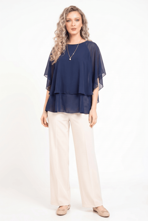Bluză damă bleumarin din voal Amelia Natalee Fashion