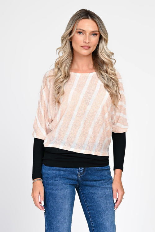 Bluză damă crem-bej cu efect suprapus Serena Natalee Fashion
